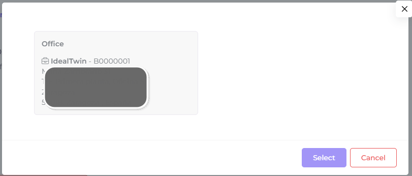 Ventana modal para cambio de dirección de facturación